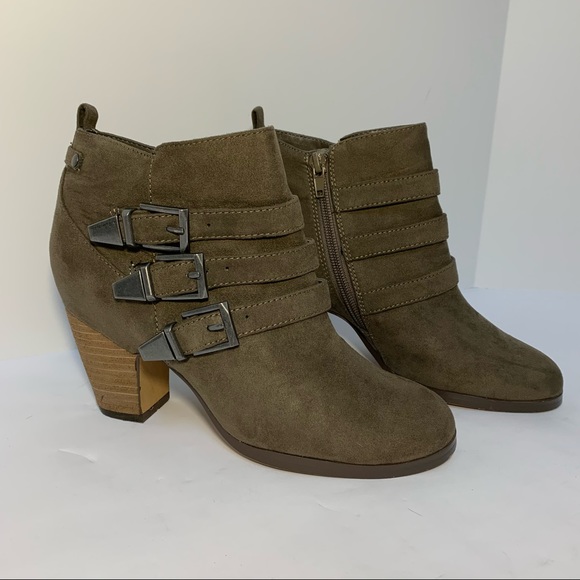Crown Vintage Brown Suede Heel Ankle Boots Buckle